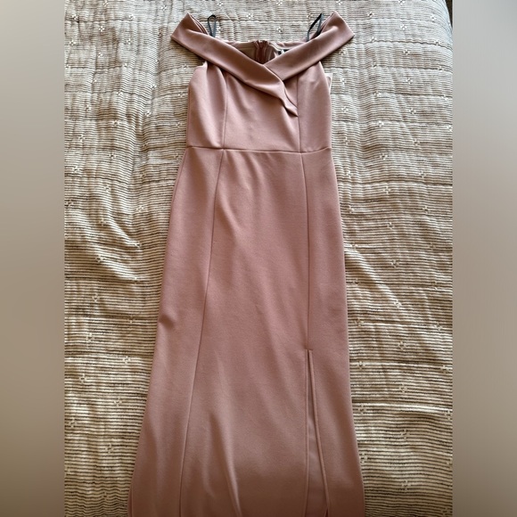 Off-The-Shoulder Long Fitted Dress With Slit By La Scala 25078 - Picture 4 of 8